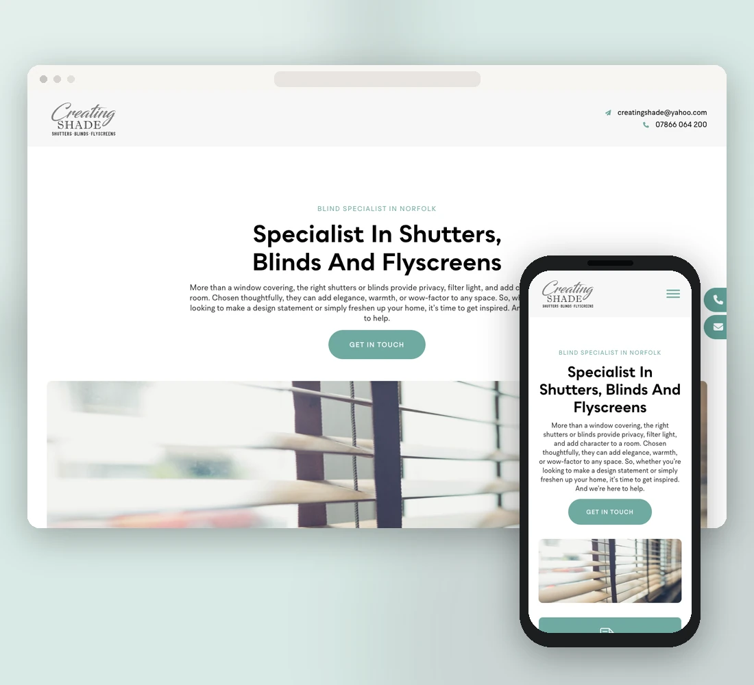 Creating Shade website on desktop and mobile
