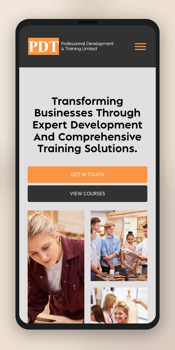 PDT website on a phone