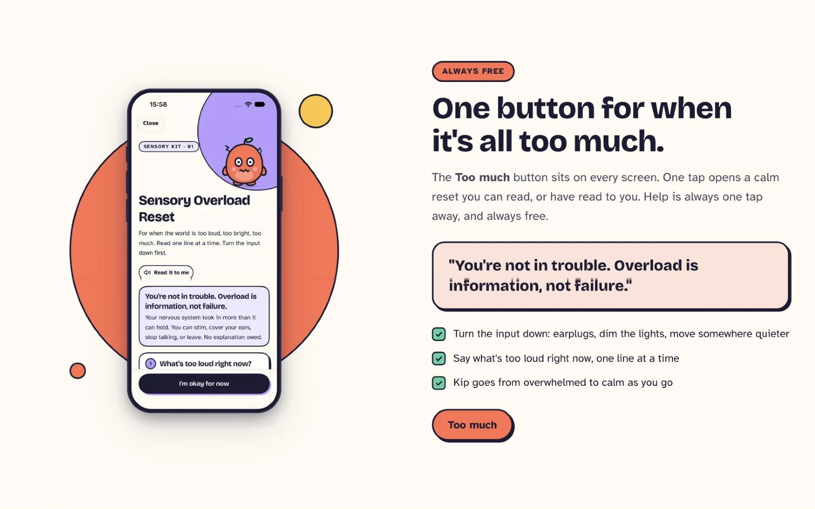 NeuroMade website: One button for when it’s all too much