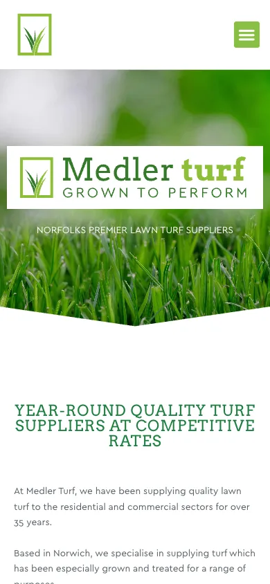Medler Turf website on a phone